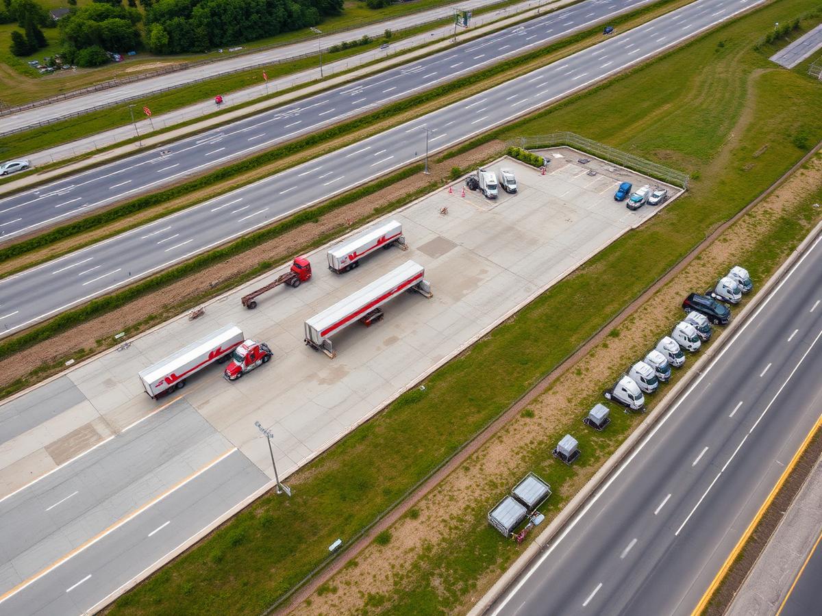 Aerial view of the depot along the N2