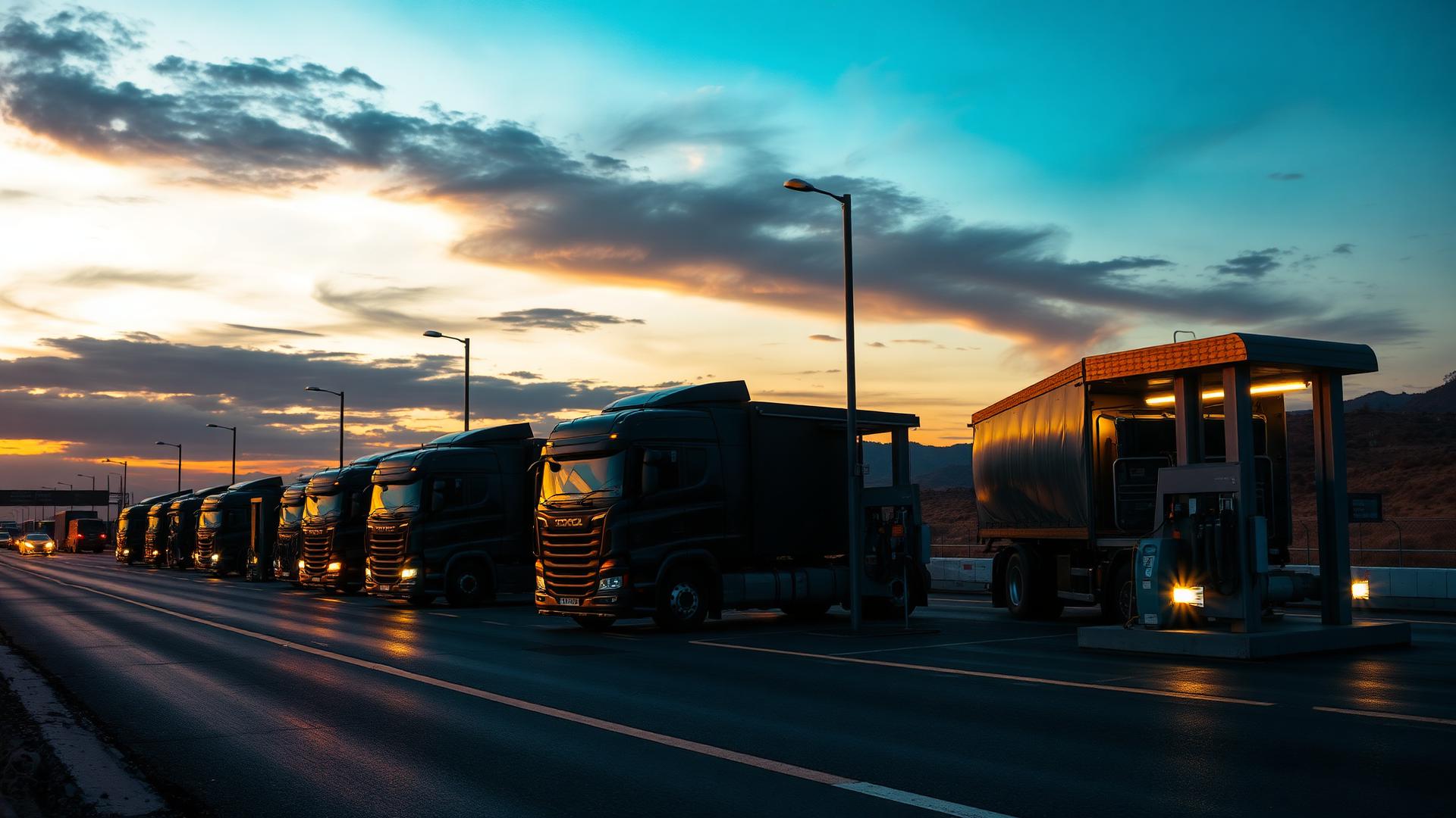 Trucks refueling at Sabelo Petroleum diesel depot on the N2 Highway